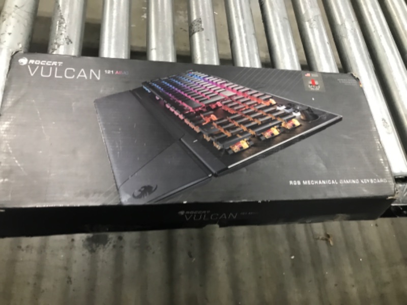 Photo 2 of ROCCAT Vulcan 121 Mechanical PC Tactile Gaming Keyboard, Titan Switch, AIMO RGB Backlit Lighting Per Key, Anodized Aluminum Top Plate and Detachable Palm/Wrist Rest, Black Brown Switches Keyboard