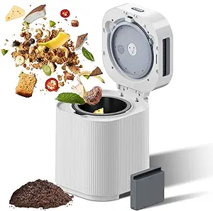 Photo 1 of 2023 Upgraded Electric Composter for Kitchen, 2.5L Smart Countertop Composter Indoor Odorless with UV lamp and Replaceable Carbon Filter, Turn Food Waste and Scraps into Dry Compost Fertilizer(White)