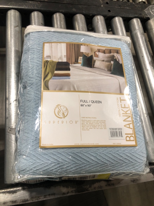 Photo 1 of 100% COTTON BLANKET LIGHT BLUE (FULL/QUEEN)