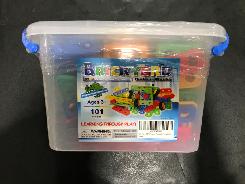 Photo 2 of Brickyard Building Blocks STEM Toys - Educational Building Toys for Kids Ages 4-8 with 101 Pieces, Tools, Design Guide and Toy Storage Box, Gift for Boys & Girls