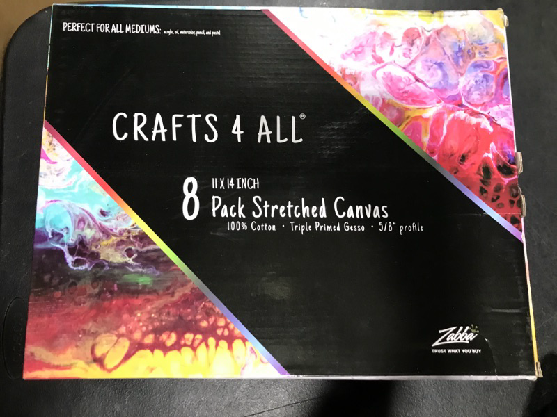 Photo 3 of Crafts 4 All Stretched Canvas Boards for Painting - 8 Pack of 11x14 Blank Art Canvases, Framed Canvas for Painting with Acrylic & Oil Paint, Pencil, Pastels, Charcoal white 11x14 CFA-ACS-Cnvs11x14-8pk