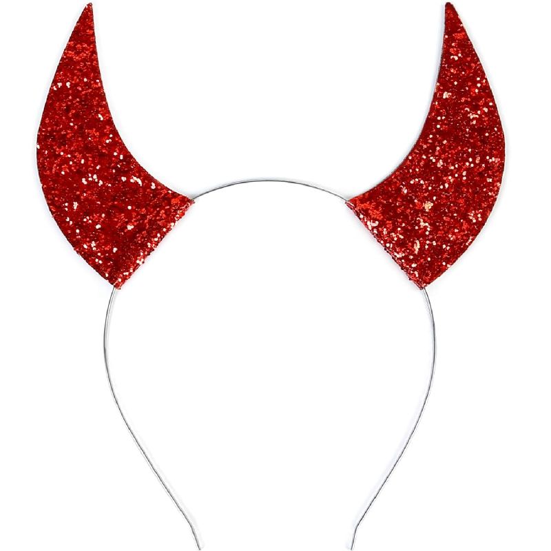 Photo 1 of Devil Horns Headband Halloween Headbands for Adults Glitter Devil Ears Headbands Cosplay Hair Accessory Devil Hair Bands for KidsWomens Halloween Costumes
