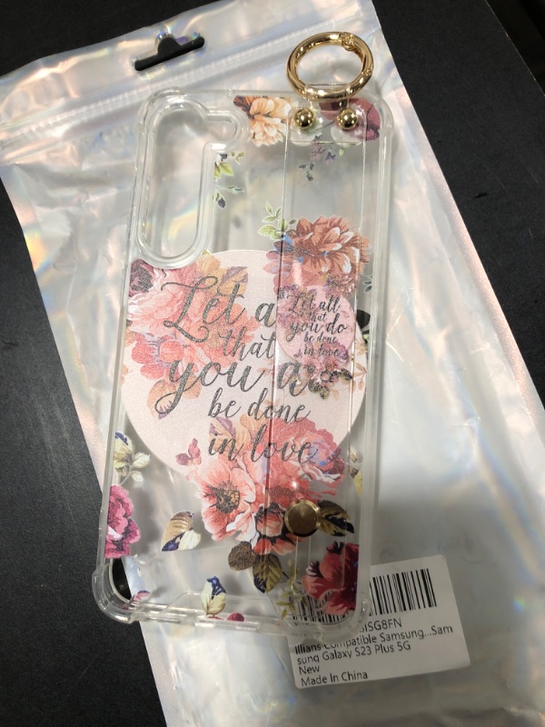 Photo 2 of Illians Compatible Samsung Galaxy S23 Plus Clear Case with Kickstand Bible Verse Quotes Floral Design Anti-Yellow Shockproof Protection Wireless Charging Case 