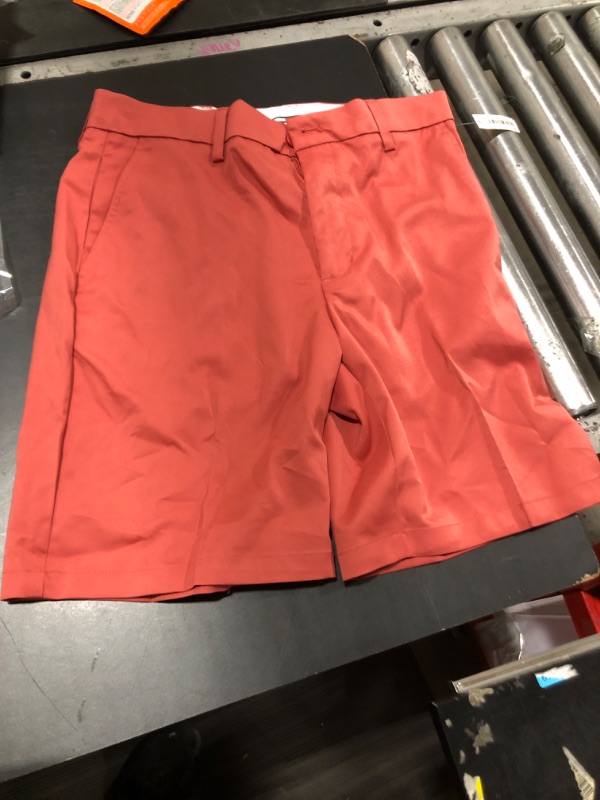 Photo 1 of Amazon Essentials Men's Classic-Fit Stretch Golf Short Polyester Blend Washed Red 32