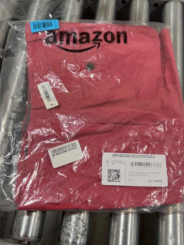Photo 1 of Amazon Essentials Men's Slim-Fit 7" Short 34 Washed Red