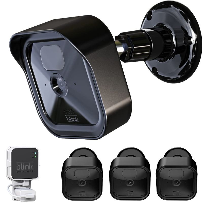 Photo 1 of All-New Blink Outdoor Camera Housing and Mounting Bracket, 3 Pack Protective Cover and 360 Degree Adjustable Mount with Blink Sync Module Outlet Mount for Blink Camera Security System (Black)