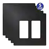 Photo 1 of 2-Gang Midsize Screwless Decorator/Rocker Wall Plate, Black (5-Pack)
