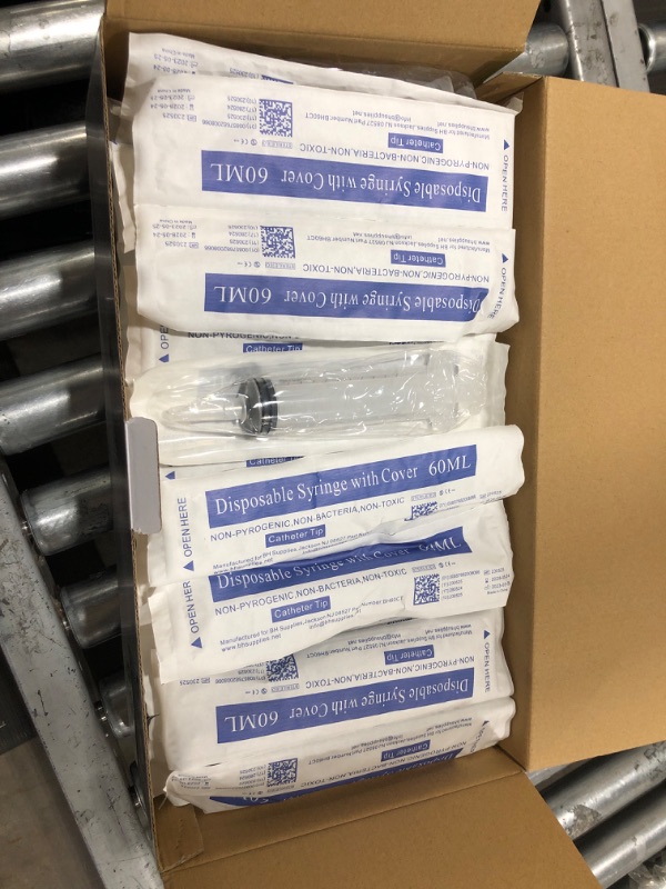 Photo 2 of 60ml Syringe Catheter Tip Sterile with Covers - 50 Syringes by BH SUPPLIES - (No Needle) Individually Sealed - Multiple use Applications. Feeding , dispensing , lip gloss and many other uses 60 mL - Catheter Tip-50 50.0