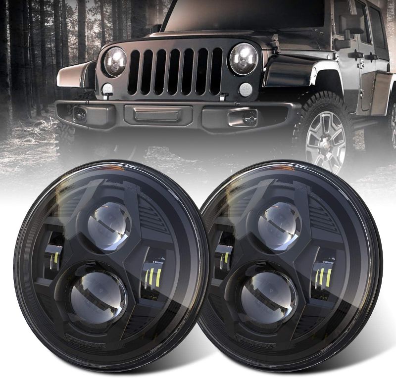 Photo 1 of DOT 7 Inch Round LED Headlights Compatible with Jeep Wrangler JK TJ LJ CJ Hummber H1 H2 (Black)
