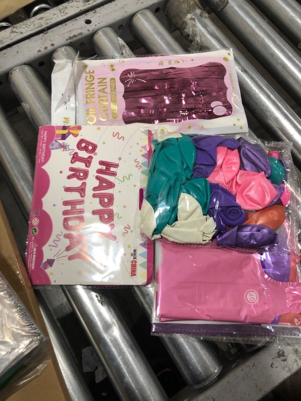 Photo 1 of 127PCS Mermaid Party Decorations,Mermaid Birthday Party Supplies Included Mermaid Foil Balloons?Happy Birthday Banner?Pink Fringe Curtain,Mermaid Theme Garland Arch Kit for Girls