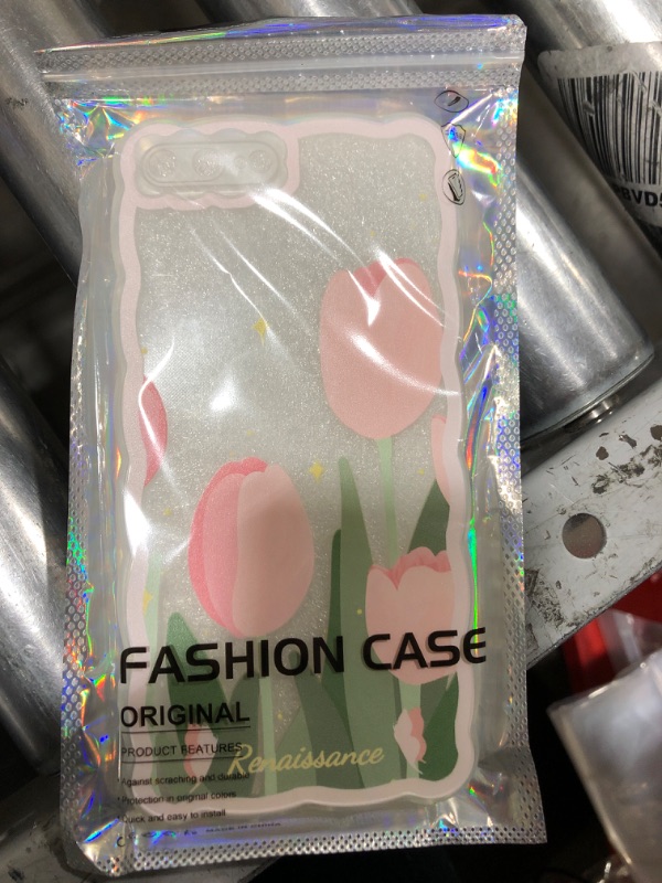 Photo 1 of GUSDBSW Cute iPhone 8Plus/7Plus Case for Women Girls, Lovely Floral Strawberry Pattern Wave Comfortable Grip Design for Girly, Slim Thin Soft Flexible TPU Clear Protective Phone Case - Tulip Flower
