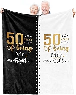 Photo 1 of 50th Wedding Anniversary for Couples Golden 50th Anniversary for Parents 50 Years of Being Mr. Right Mrs. Always Right Gift Wedding Anniversary Blanket Gifts for Husband Wife Parents Grandparents