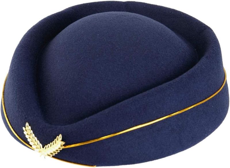 Photo 1 of BinaryABC Stewardess Hat,Flight Attendant Hat, for Costume Cosplay Costume Accessories (Navy Blue)
