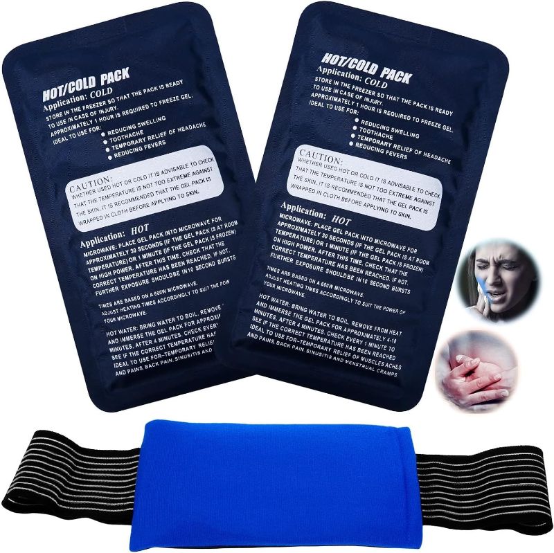 Photo 1 of 3 Pack Ice Packs for Injuries Reusable, Hot and Cold Ice Packs for Injuries, Joint Pain, Muscle Soreness and Body Inflammation - Adjustable & Flexible for Knees, Back, Shoulders, Arms and Legs 