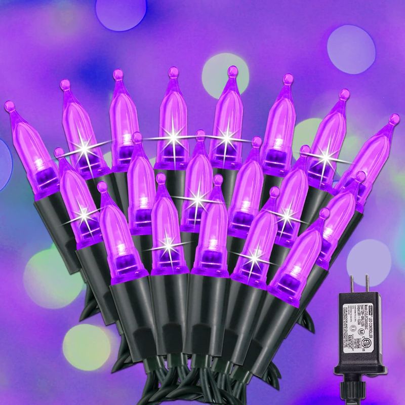 Photo 1 of 200 LED Purple Halloween String Lights,66ft Fairy Lights Plug in, 8 Modes Connectable Green Wire LED String Lights for Indoor, Outdoor, Halloween, Holiday, Wedding, Party, Christmas Decorations
