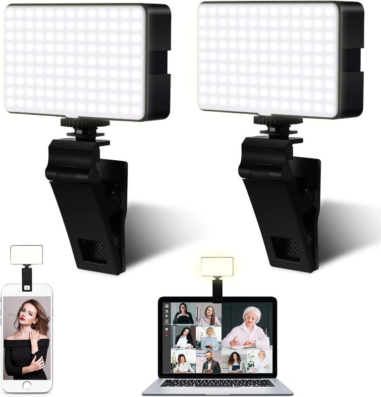 Photo 1 of Treela 2 Packs Selfie Light Fill Video Clip Light Adjusted 98 Lights Content Creation Light Rechargeable Cell Phone Fill Light with Clip for Phone Tablet Laptop Makeup Selfie Vlog
