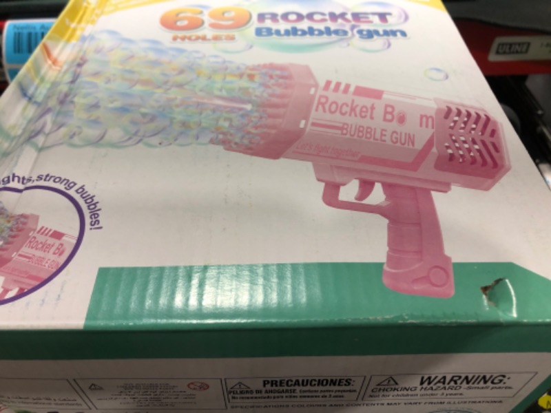 Photo 1 of Bubble Gun Upgrade 2 Battery Bubble Machine Gun Bubble Gun with 69 Holes for Wedding Bubble Maker Kids Outdoor Party (Lightpurple)