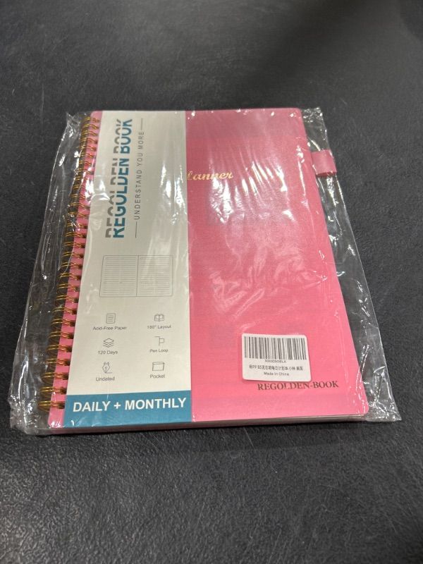 Photo 2 of Daily Weekly Planner Undated, Daily Schedule Planner Regolden-Book To Do List Notebook,Lasts 4 Months 120 Days Monthly Yearly Planner Academic Planner Productivity Journal and Agenda Organizers for Man & Women, Twin-Wire Binding, Flexible Cover, Pocket, P