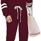 Photo 1 of AMABMB Women's Pajama Sets Tie Dye Sweatsuit Long Sleeves Pullover Sleepwear Set 2 Pcs Lounge Jogger Set Nightwear - Small, Red