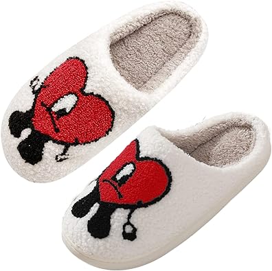 Photo 1 of Cute Slipper for Women - Bad Bunny Slippers - Fun slippers Heart Bunny Slides Soft Plush Christmas Cotton Slippers Keep Warm Couples Slides
6-7