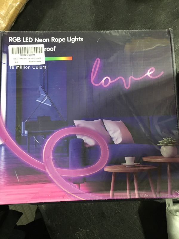 Photo 2 of L8star Neon Lights, 16.4ft/5m RGB LED Neon Rope Light with Remote Control, Smart Color Changing DIY Mode Neon Flex Strip Lights for Bedroom Indoors Outdoors Decor