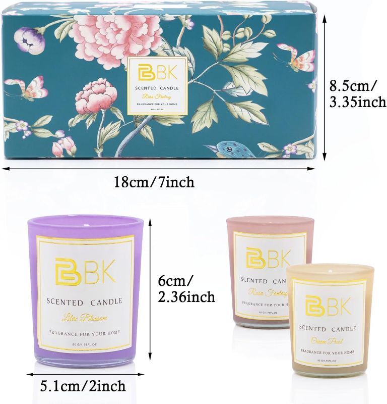 Photo 1 of 3 Pack Candles for Home Scented Candles Gift Set 8% Essential Oil Aromatherapy Candle 1.8 Oz 25H Burning Natural Soy Candles Set Ideal for Mother's Day, Birthday, Christmas, Valentine's Day
