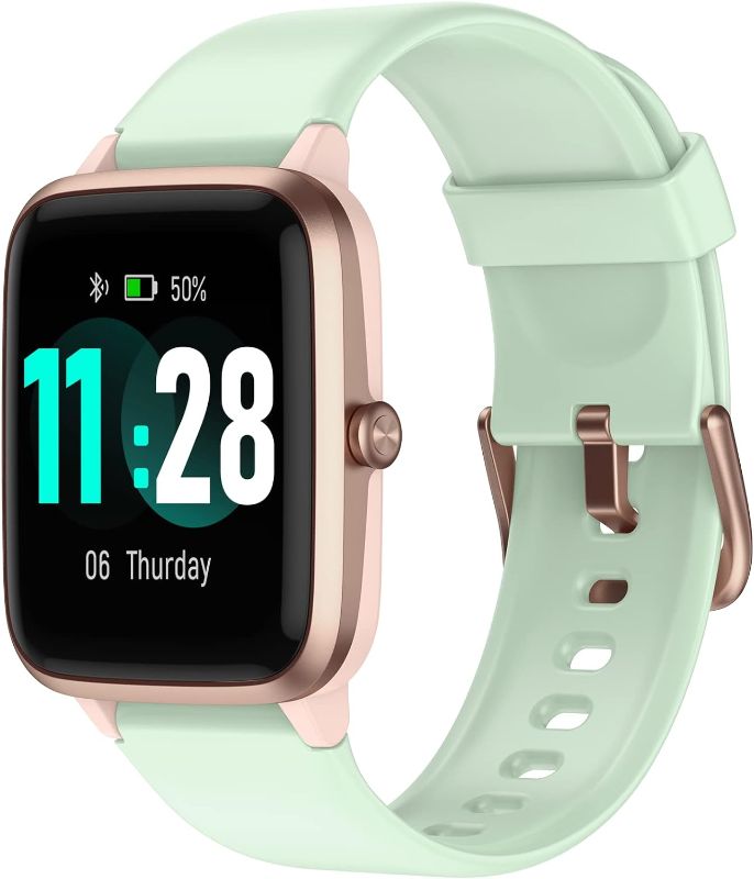 Photo 1 of Kaloc Smart Watch, 1.3 inch Touch Color Screen Fitness Tracker with Heart Rate Monitor and Sleep Monitoring, IP68 Waterproof Pedometer, Smartwatch Compatible with iOS & Android Phones (Light Green)
