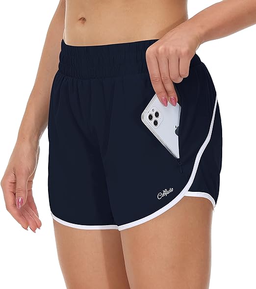 Photo 1 of Cakulo Women's Jersey Shorts Casual Elastic Waist Comfy Athletic Hiking Shorts Plus Size with Pocket 2.5"