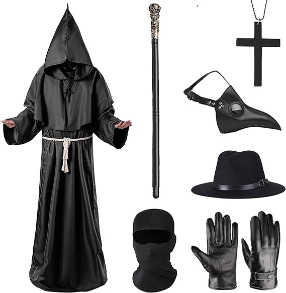 Photo 1 of [Size XL] Mprocen Plague Doctor Costume Set Doctor Cloak and Masks Halloween Costume Props Party Scary Medieval Cosplay Robe