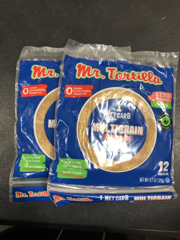 Photo 2 of [2 Pkgs] Mr. Tortilla 1 Net Carb Tortillas | Keto, Low Carb, Reduced Calorie, Vegan, Kosher Wraps | Only 15 Calories, Delicious & Guilt-Free, Healthy Snacks & Bread Alternative (Multigrain, 12 Count)