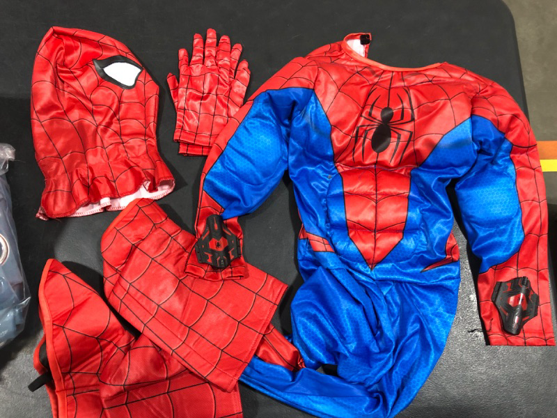 Photo 1 of [Size S] Marvel Spider-Man Official Youth Deluxe Costume - Padded Jumpsuit with Gloves and Detachable Mask
