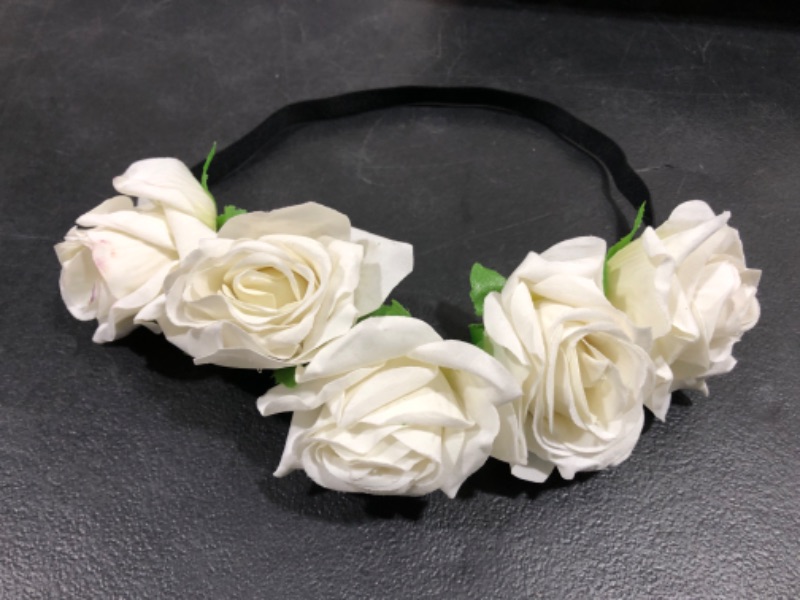 Photo 1 of Floral Head Band- White Roses