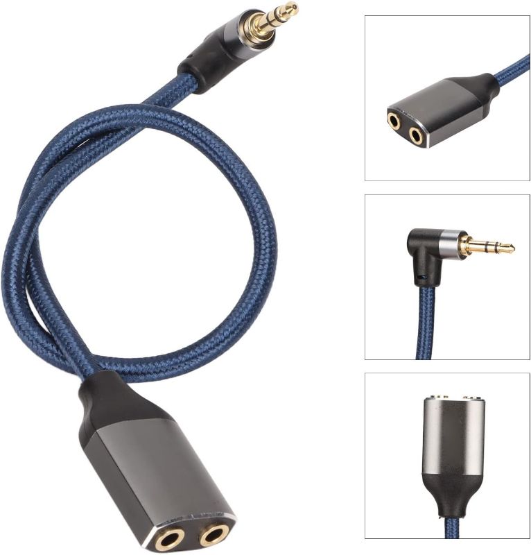 Photo 1 of Audio Splitter Cable, 90 Degree Right Angle 3.5mm behangroller Gold Plated Male to 2 Female Jack Headphone for Tablets 0.3m 1ft
