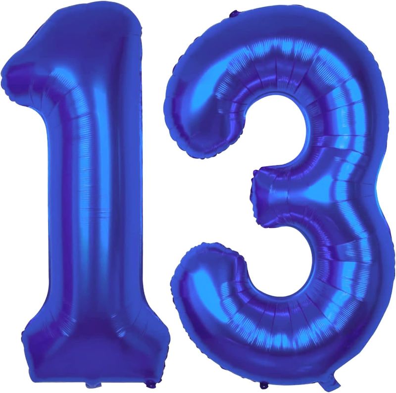 Photo 1 of 3 PACK 40 Inch 13 Balloon Number Blue 31 Jumbo Giant Big Large Foil Mylar Number Balloons Sweet 31th Birthday for Women Party Balloon 13th Balloon for Girls Anniversary Decorations Supplies for Girl Balloon 