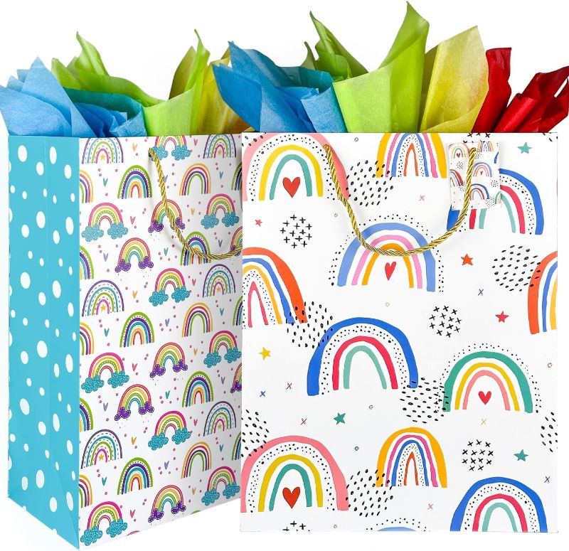 Photo 1 of SPERPAND 4 Pack 16.3" Extra Large Paper Gift Bags with Handles, Goodie Bags with Tissues for Kids Birthday, Baby Shower, Wedding, Party Favor Bags, Christmas bag 