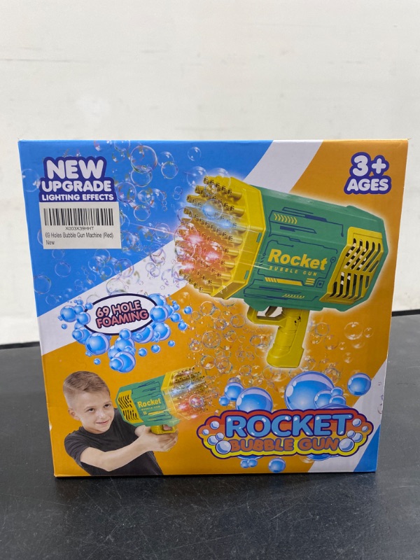 Photo 1 of Bubble Gun, 69 Holes Bubble Machine Gun with Colorful Lights/Bubble Solution Bubble Machine for Kids Adults Ideal Bubble Maker Toys Gift for Birthday, Wedding, Party, Indoor Outdoor Play (Red) 