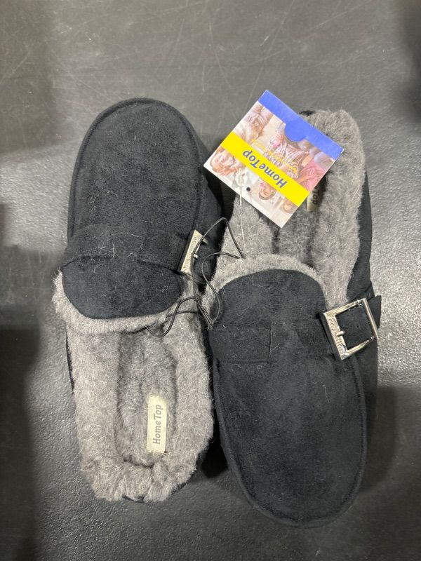 Photo 1 of HomeTop Women's Moc Loafer Style Memory Foam House Slippers BLACK - REFERANCE STOCK PHOTO - SIZE 7/8
