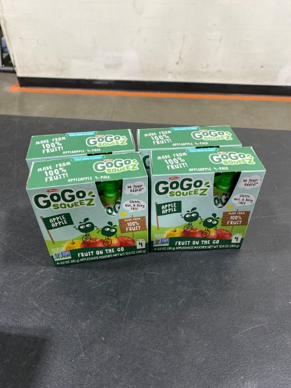 Photo 2 of 4 PACK-GoGo squeeZ Fruit on the Go, Apple Apple, 3.2 oz. (4 Pouches) - Tasty Kids Applesauce Snacks Made from Apples - Gluten Free Snacks for Kids - Nut & Dairy Free - Vegan Snacks- EXP 8/22/2024