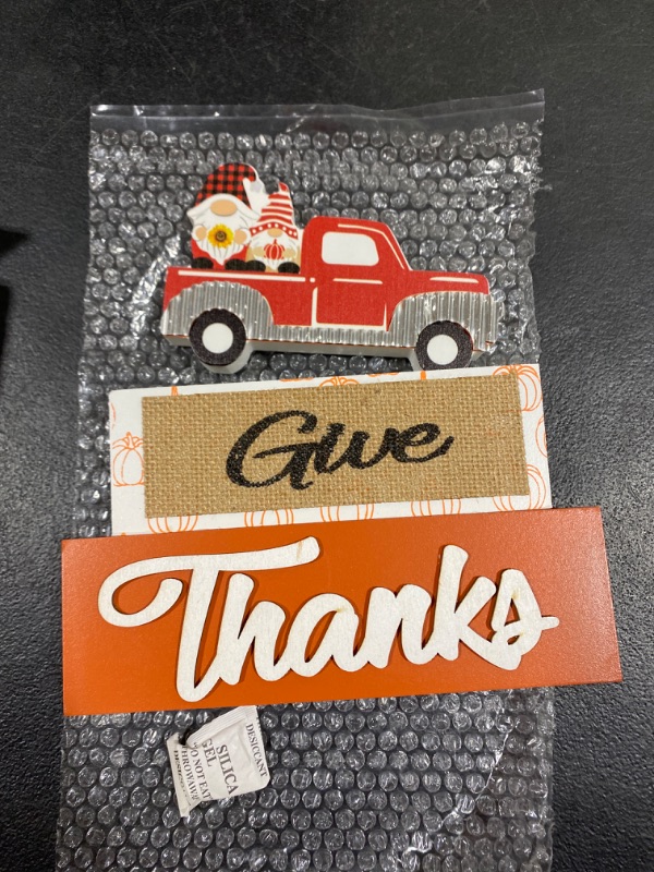 Photo 3 of 2 PACK- NEEDOMO Fall Decorations for Home, 3-Layered Wooden Truck Sign with Give Thanks Gnome Fall Decor, Thanksgiving Decorations for Living Room, Table, Tiered Tray, Mantel 