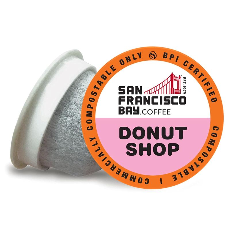 Photo 1 of San Francisco Bay Compostable Coffee Pods - Donut Shop (80 Ct) K Cup Compatible including Keurig 2.0, Light Roast BB 15 AUG 2024
