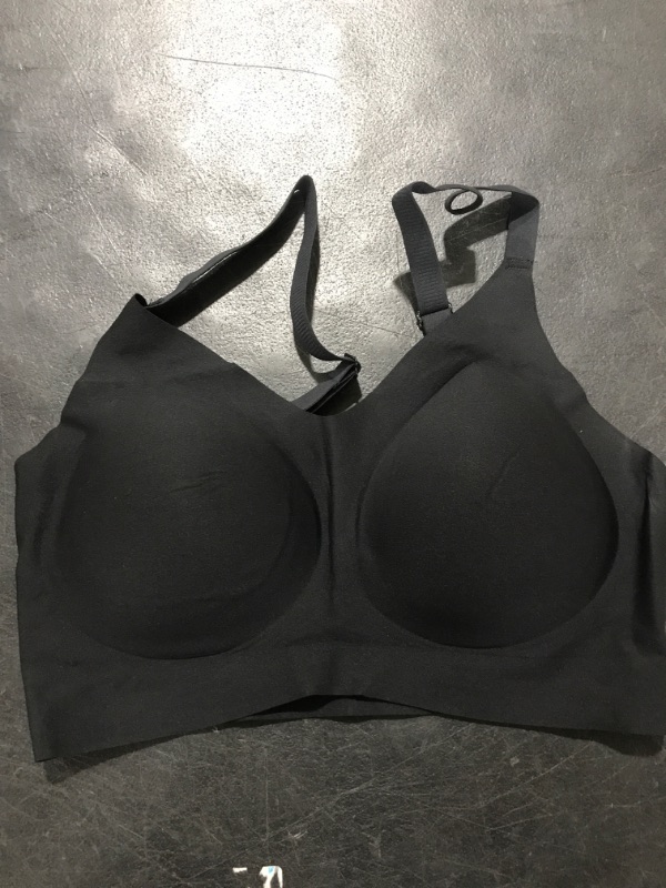 Photo 2 of DIKOORI V-Neck Wirefree Seamless Bras for Women Comfort Soft Lightly Bra with Removable Pads Small Black