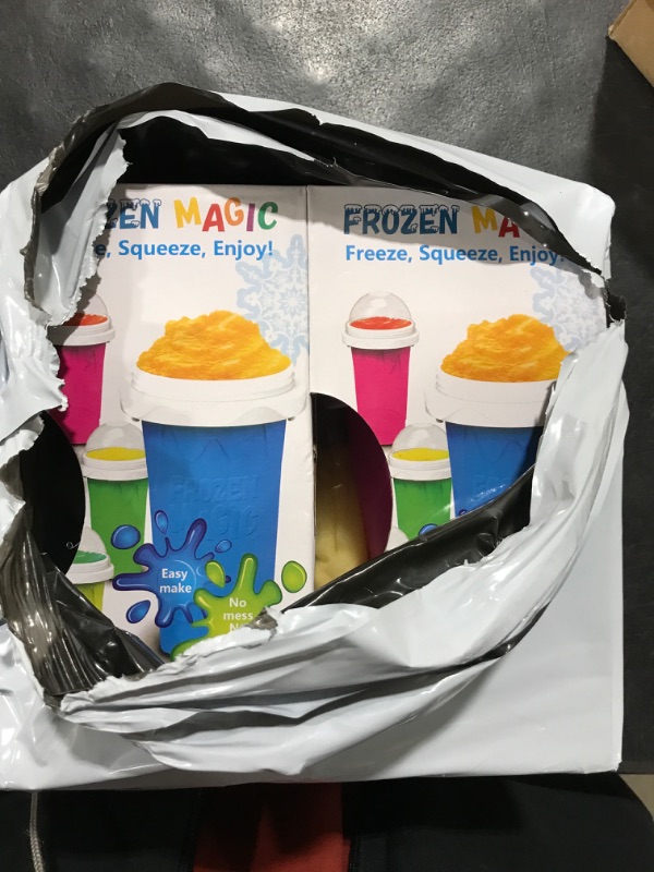 Photo 2 of 2 Pack Slushie Maker Cup, TIK TOK Frozen Magic Smoothies Cup, Double Layers Silica Cup, DIY Homemade Slushies, Cooling Maker Cup, Freeze Mug Tools, Portable Squeeze Icy Cup for Milkshake(Blue+Pink)
