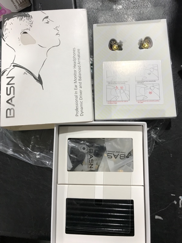 Photo 3 of BASN in-Ear Monitors, Bmaster Triple Driver HiFi Stereo Noise-Isolating with Enhanced Bass for Musicians Stage/Audio Recording(PRO White/Black) MMCX White/Black