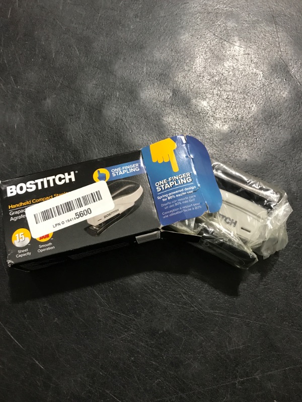 Photo 2 of Bostitch inSHAPE 15 Reduced Effort Compact Stapler, 15 Sheets, Black/Gray (1455)