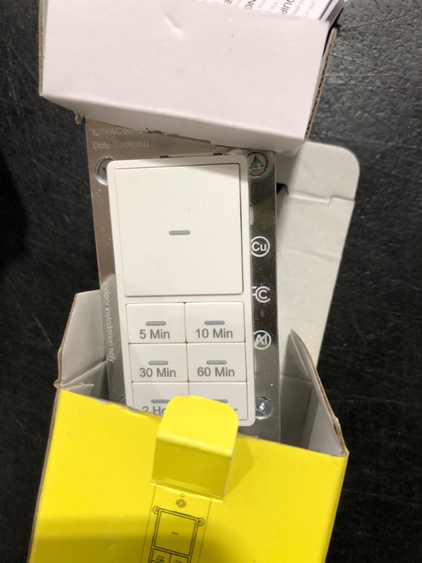 Photo 2 of Minoston 4 Hour Timer Switch, 5-10-30-60 Min, 2-4 Hour Countdown Timer Switch for Bathroom Fans, Heaters, Lights, Neutral Wire Required, ETL & FCC Listed, 120VAC 60Hz, White(MT10N) 4 Hour White Timer Switch(1 Pack )