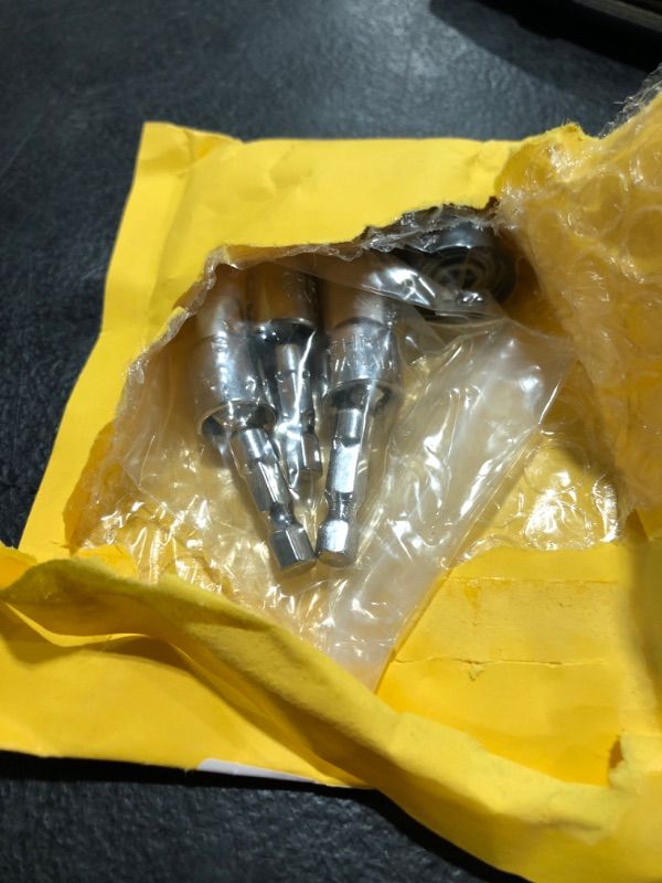 Photo 1 of 3 Pcs Power Drill Sockets Adapter Sets,360°Rotatable Hex Shank Impact Driver Socket Adapter 1/4" 3/8" 1/2" Impact Driver Adapter and 1Pcs Right Angle Drill 105 Degree Right Angle Screwdriver set Drill