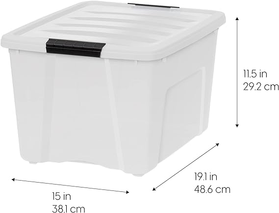 Photo 1 of 40qt Stackable Plastic Storage Bin with Lid and Latching Buckles, Pearl
