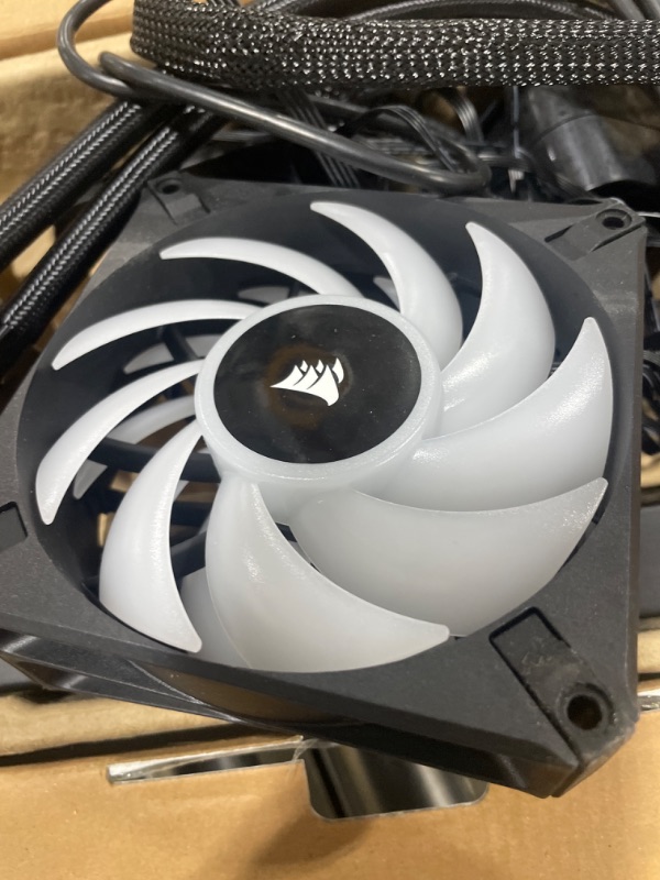 Photo 7 of Corsair iCUE H100i Elite LCD XT Liquid CPU Cooler - IPS LCD Screen - Two AF120 RGB Elite Fans - 240mm Radiator - Fits Intel® LGA 1700, AMD® AM5, and More - Included iCUE Commander CORE - Black ELITE LCD XT 240mm Radiator Black