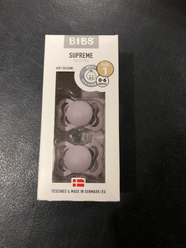 Photo 2 of BIBS Pacifiers - Supreme Collection | BPA-Free Baby Pacifier | Made in Denmark | Set of 2 Dusky Lilac Color Premium Soothers | Size 0-6 Months