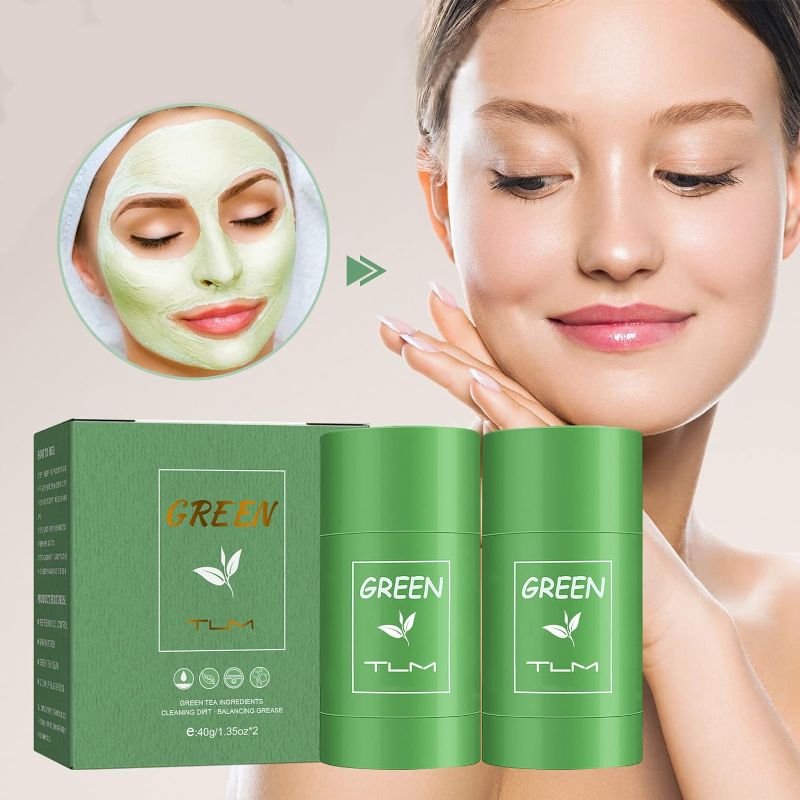 Photo 1 of 2 Pack - 2PC TLM Green Tea Mask Stick for Face Purifying Clay Mask Stick with Green Tea Extract Blackhead Remover Mask Green Mask Stick for Face Moisturizing Oil Control Deep Pore Cleansing for All Skin Types (4 Total)